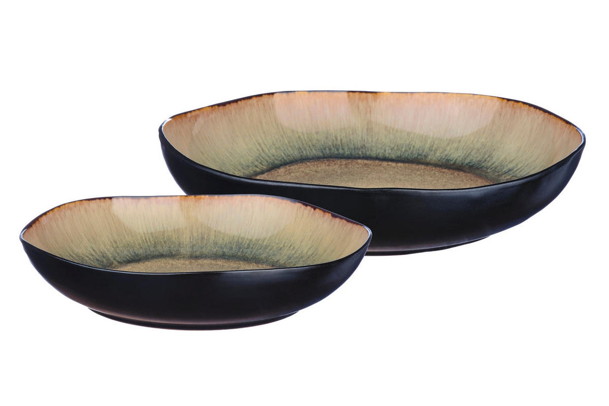 OBSTSCHALE Iris Ø27,5cm und Ø32,5cm - 2er-Set - Wildbraun - Braun, Keramik (6.5cm) - Björn