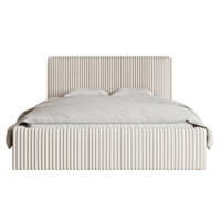 POLSTERBETT Tilio Cremeweiß Cordbezug 180 cm - Creme/Schwarz, Kunststoff/Textil (180/200cm) - Selsey