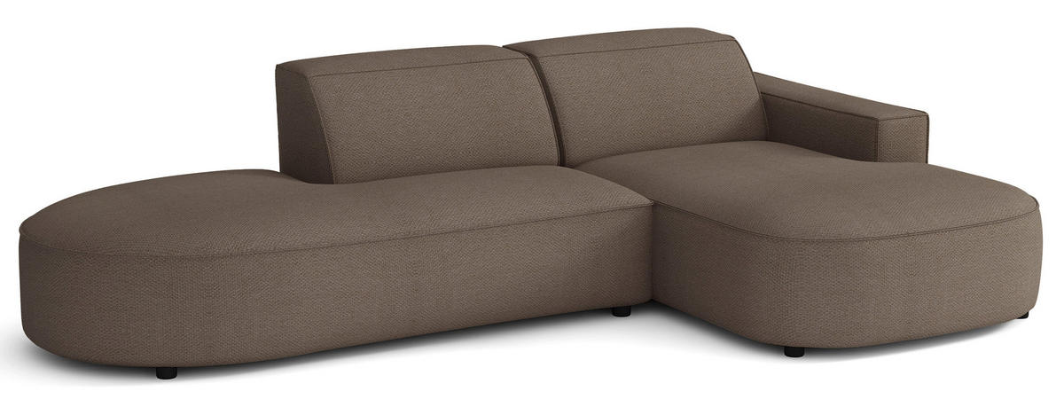 ROHOVÁ pohovka Sallmo, světle hnědá, 276 cm - černá/světle hnědá, textil/plast (276/166cm) - Selsey