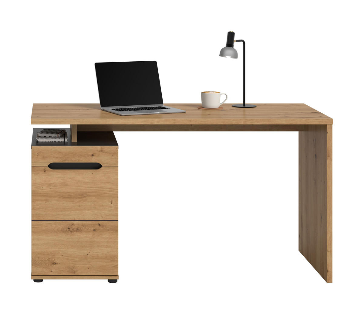 SCHREIBTISCH Nova (B/H/T: ca. 140/75/60 cm) in Basalt grau/Artisan Nachbildung - Grau, Holzwerkstoff (60/140/75cm)