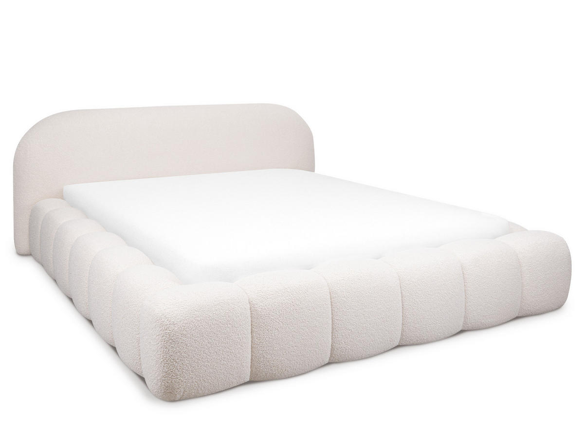 POLSTERBETT Evora 1 Hellbeige 180/200 cm Boucle mit Bettkasten - Beige, Textil/Metall (180/200cm) - wonello