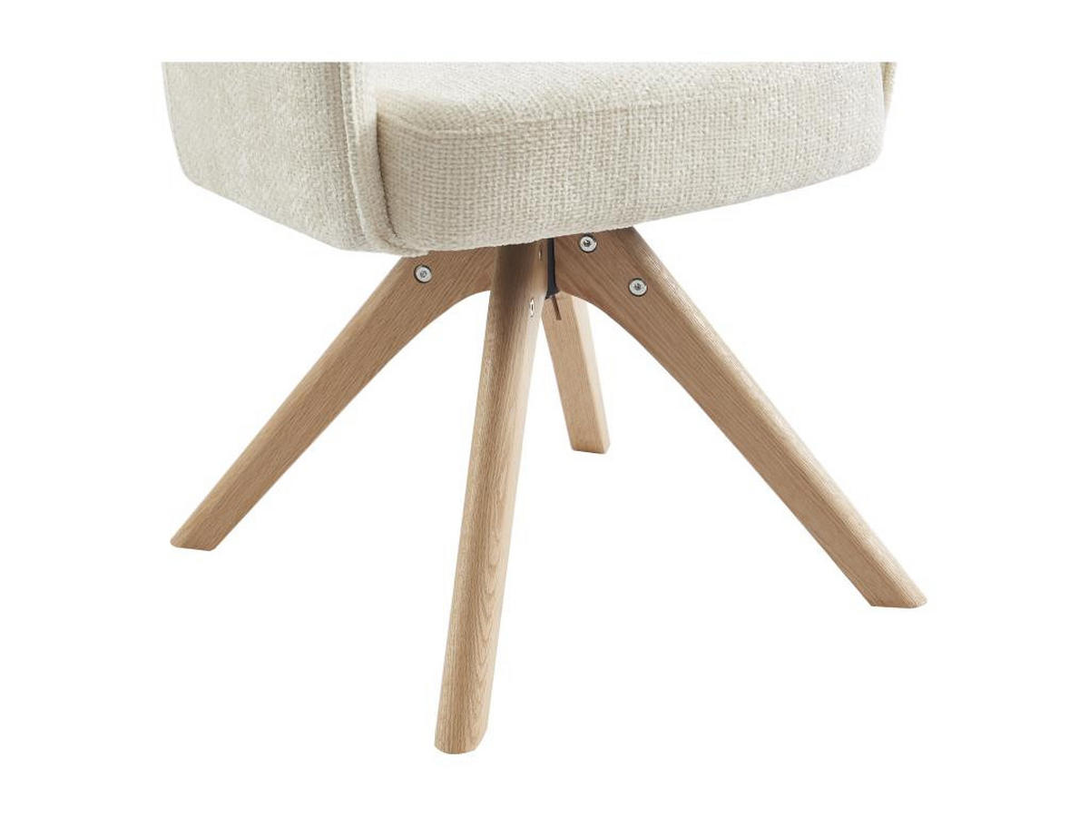 BÜROSTUHL Drehstuhl mit Armlehnen - Stoff & Eiche - Cremefarben - KONYA - Creme, Textil (61.5/79.5/57cm) - Vente-Unique