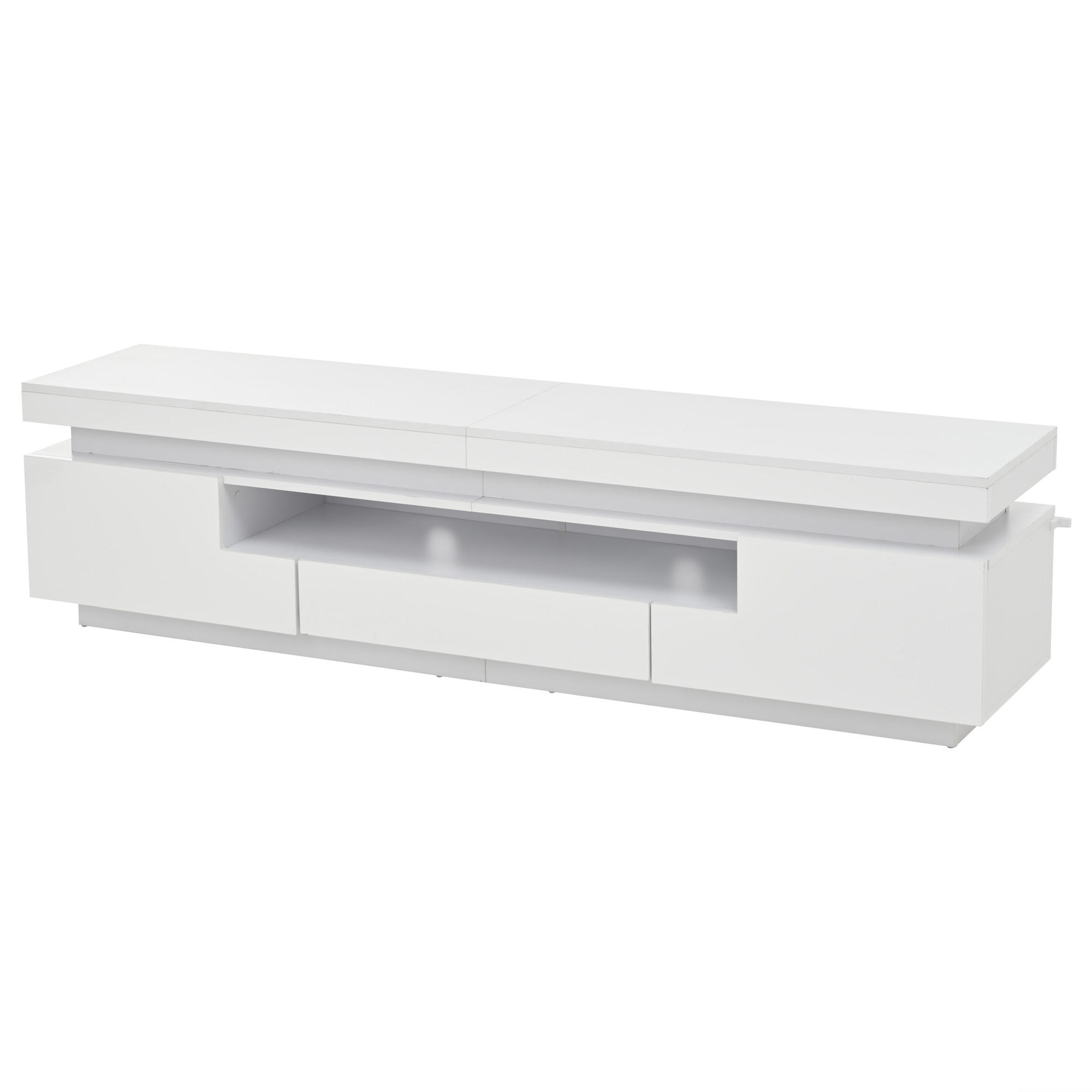 TV-ELEMENT175X38X45CM TV-Ständer Weiß Hochglanz Lowboard Mit LED-Beleuchtung Für 75Zoll - Weiß, Holz (36.6/18.77/98.53cm) - Raelunyi