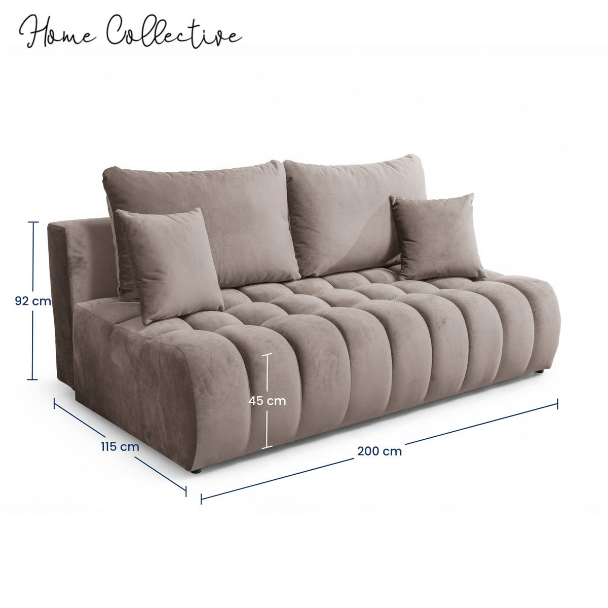 SOFA 200 cm in Braun - Braun, Textil (200/92/115cm) - Home Collective