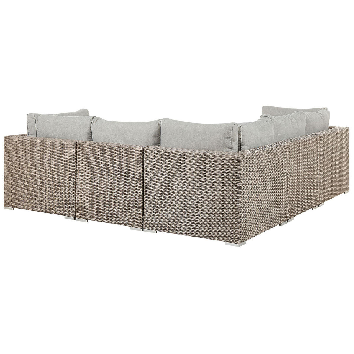 LOUNGE SET 6-Sitzer taupe rechtsseitig modular Auflagen hellgrau Contare - Taupe/Hellgrau, Kunststoff - Beliani