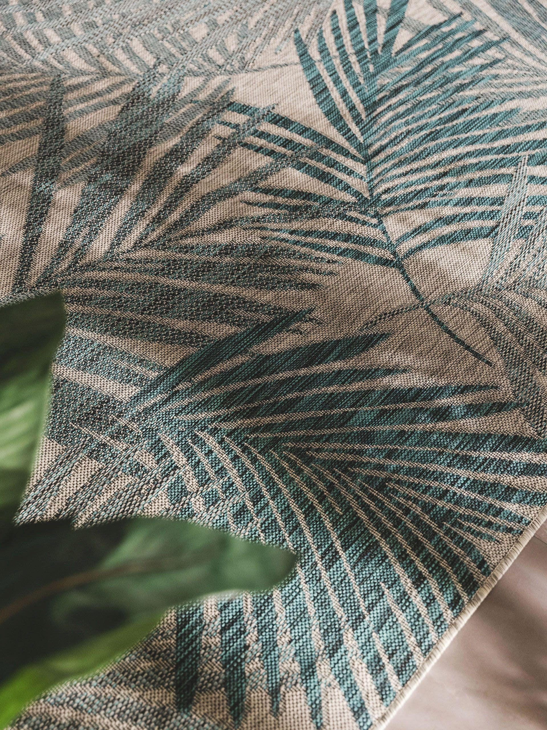 Thumbnail - benuta Nest Outdoorteppich, Blau, Textil, Floral, Rechteckig, 80x150 cm, Oeko-Tex® Standard 100, wasserabweisend, Teppic...