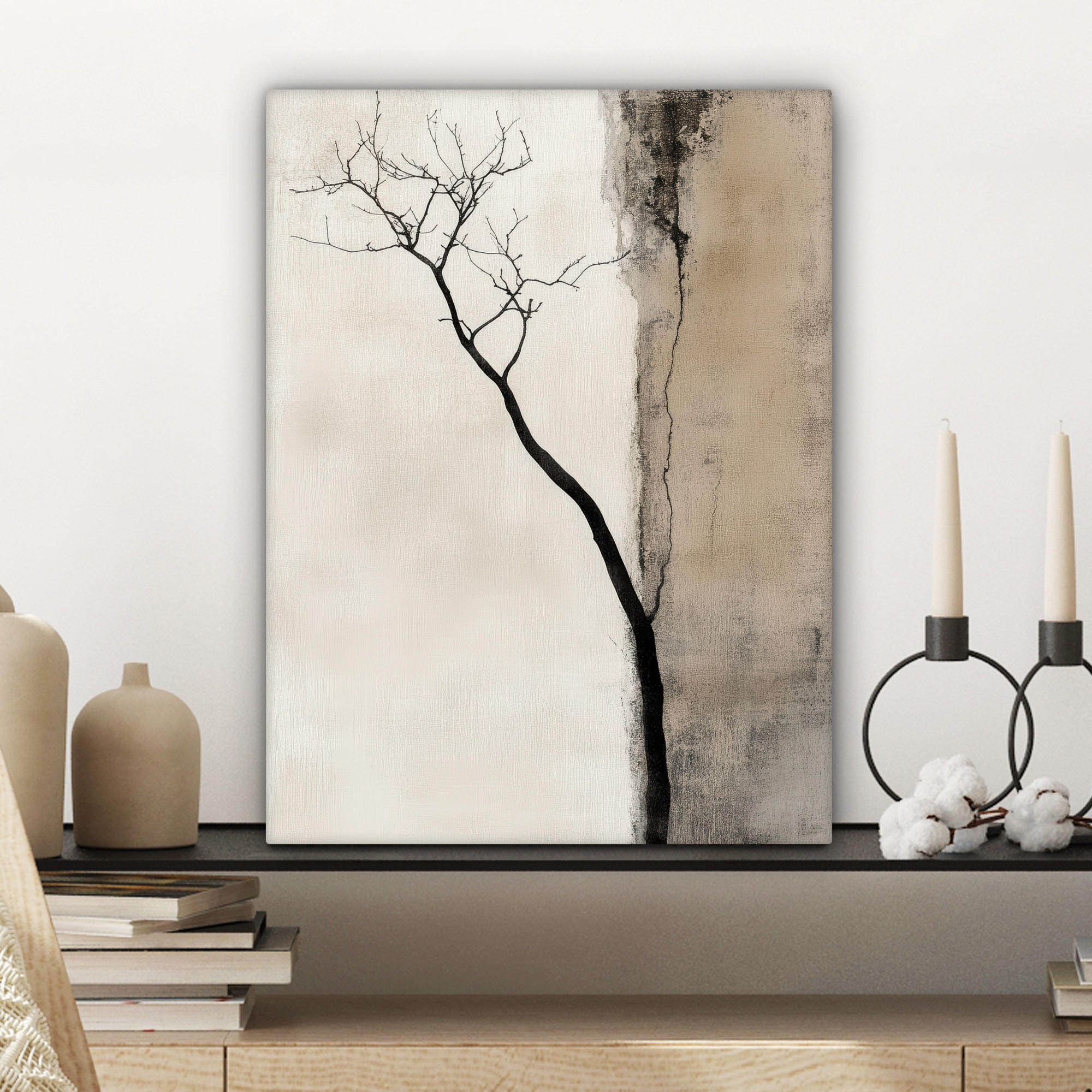 LEINWANDBILD Wabi sabi - Pflanze - Beige 30x40 cm - Taupe, Textil (30/40cm) - MuchoWow