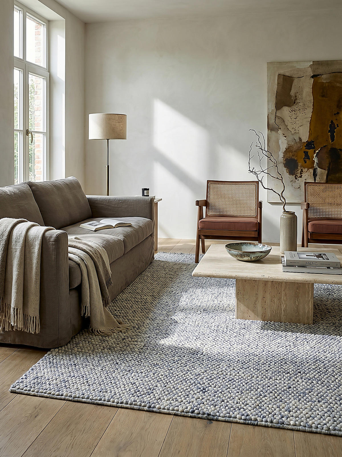 WOLLTEPPICH handgewebt MEDWAY, einfarbig, Hellblau, 80 x 150 cm - Blau, Textil (80/150cm) - KADIMA DESIGN