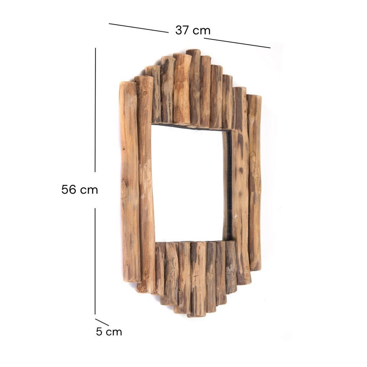 WANDSPIEGEL Harmonica 56x37 cm Teak Treibholz naturfarben - Naturfarben, Holz (37/56/5cm) - DESIGN DELIGHTS