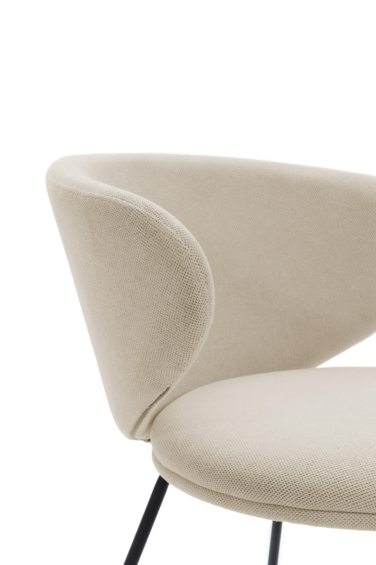 STÜHLEN (Set aus 2) aus stoff mit schwarzen metallbeinen - rush 60/58/51 cm - Beige, Textil (58/51/60cm) - Calicosy