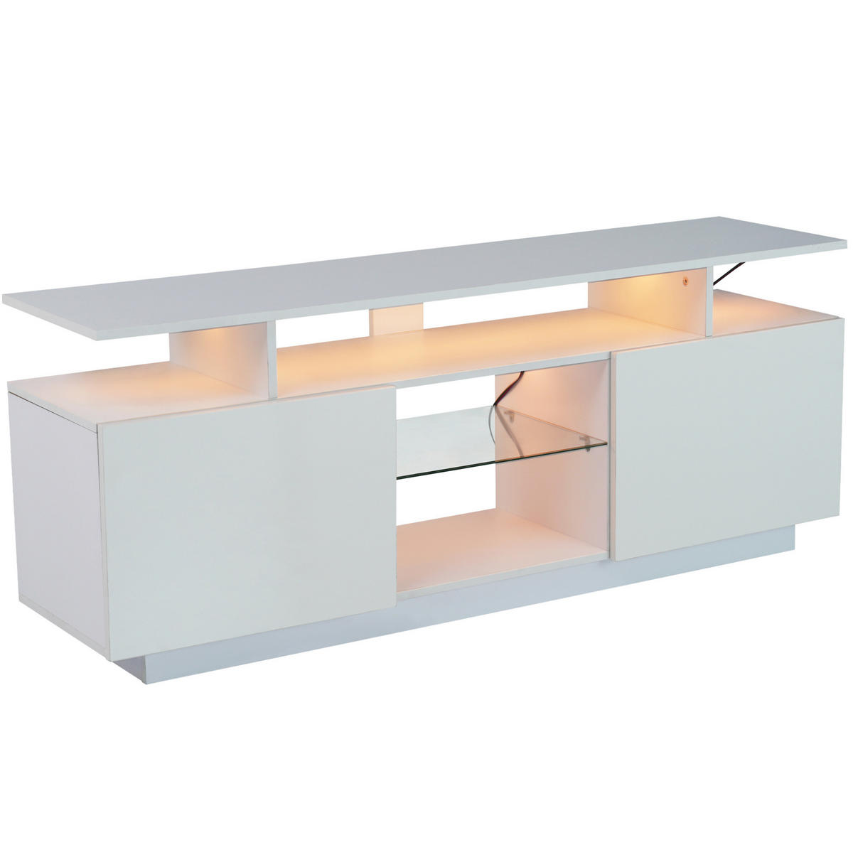 TV-ELEMENT mit LED-Beleuchtung 140 x 35 x 55 cm Weiß - Weiß, Holzwerkstoff (35/55/140cm) - Beauniv