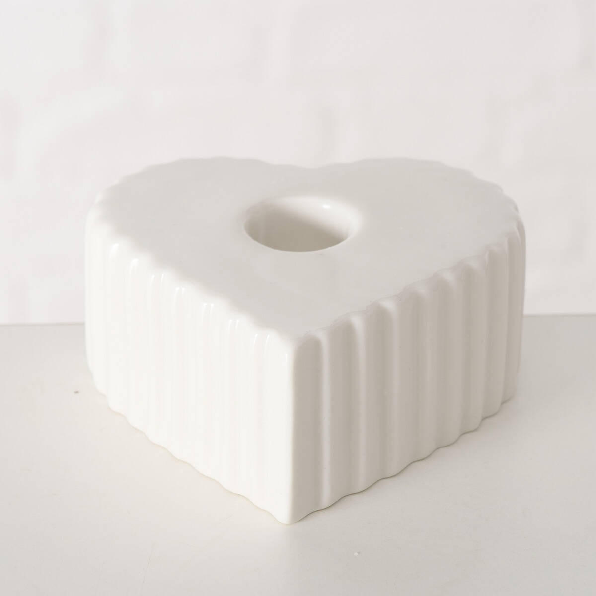 KERZENHALTER Anima Herzform 4/9 cm - Weiß, Keramik (8/4/9cm) - Boltze Home