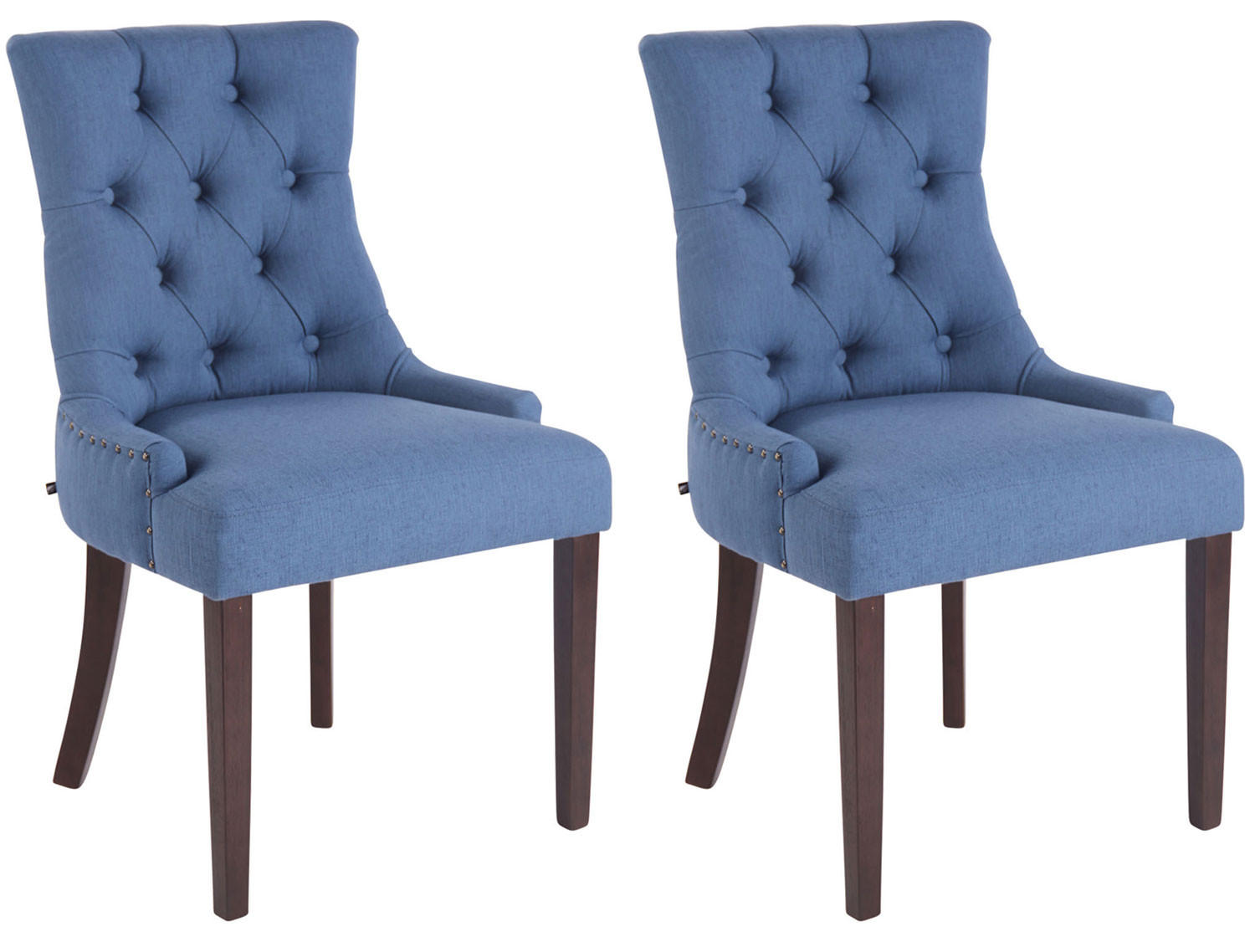 ESSZIMMERSTUHL Aboli, 2er Set Stoff, antik Blau - Blau/Dunkelbraun, Holz/Textil (55/92/58cm) - TPFLiving