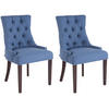 ESSZIMMERSTUHL Aboli, 2er Set Stoff, antik Blau - Blau/Dunkelbraun, Holz/Textil (55/92/58cm) - TPFLiving
