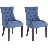 ESSZIMMERSTUHL Aboli, 2er Set Stoff, antik Blau - Blau/Dunkelbraun, Holz/Textil (55/92/58cm) - TPFLiving
