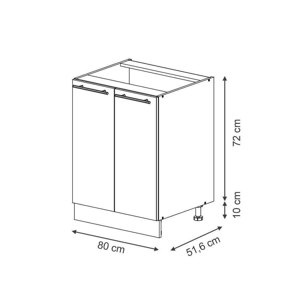 Thumbnail - Vicco Küchenunterschrank, Dunkelblau, Honigeiche, Holzwerkstoff, 2 Fächer, Rechteckig, 80x82x51.6 cm, Küchen, Küchenmöbe...