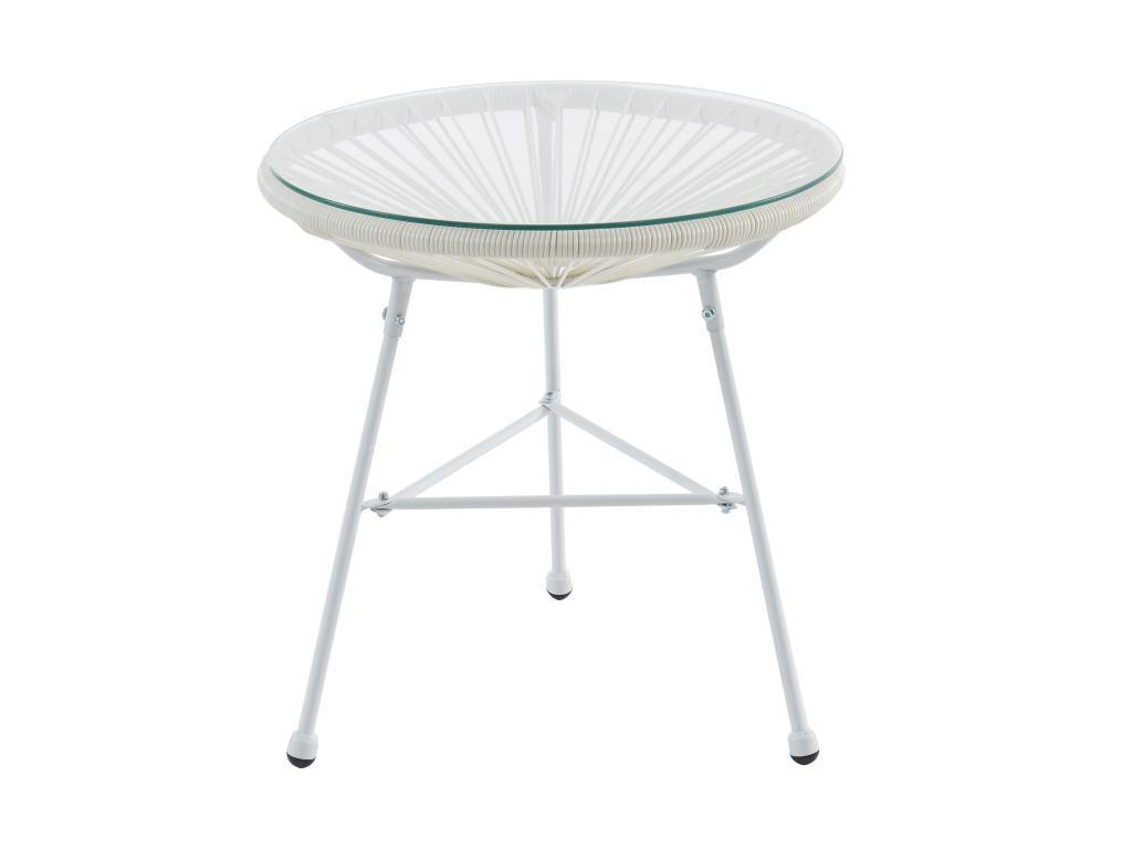 GARTENTISCH - Polyrattan - Weiß - ALIOS III von MYLIA - Weiß, Glas (50/50/50cm) - Vente-Unique