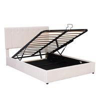 POLSTERBETT 140x200 Hydraulisch Stauraum Kopfteil Samtstoff Cremeweiß - Creme, Holzwerkstoff - FLIEKS