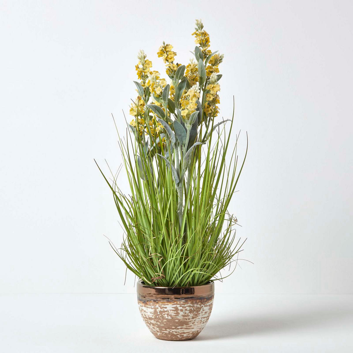 KUNSTPFLANZE Lavendel gelb im Deko-Topf, 66 cm - Gelb, Kunststoff (66cm) - Homescapes