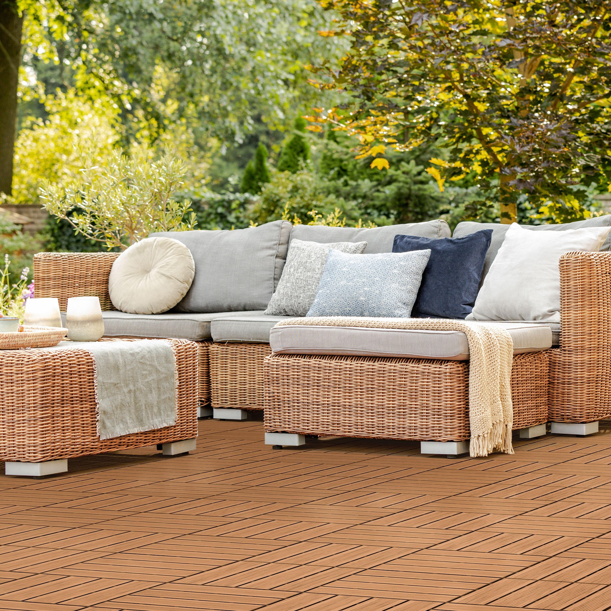 BODENPLATTE 2er Set - Hellbraun, Holzwerkstoff (30/30/2cm) - ECD-Germany