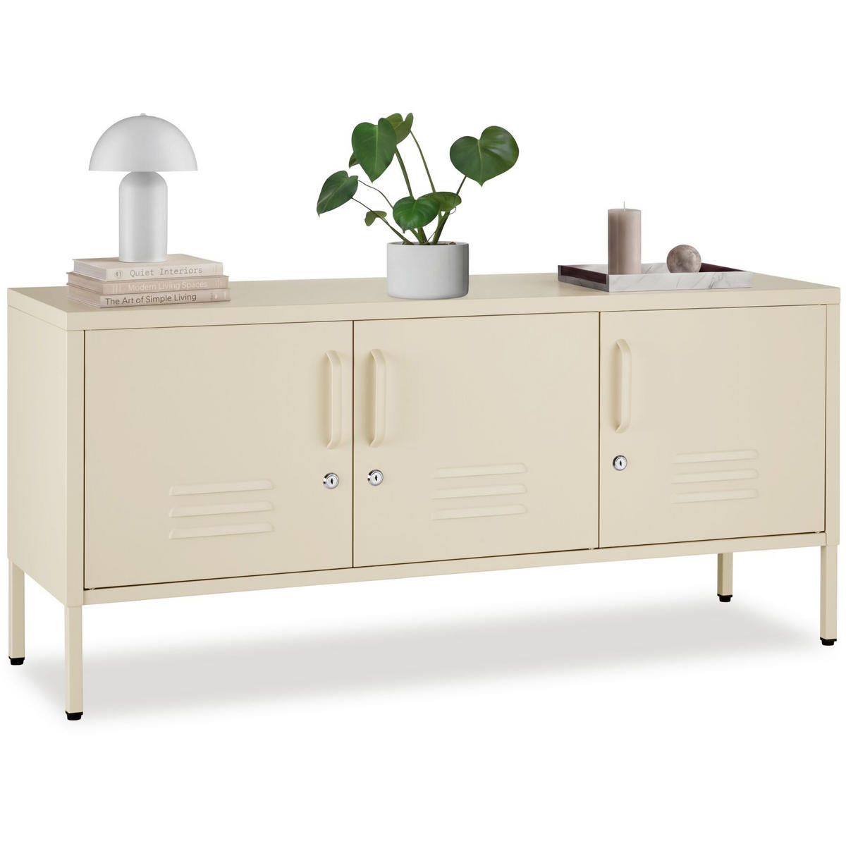 SIDEBOARD Baker, Kippschutz, höhenverstellbare Füße, creme - Creme, Metall (120/55.5/37.5cm) - tectake