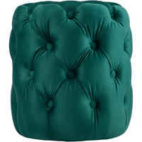 SITZHOCKER Bador Samt Dunkelgrün Hocker Schlafzimmer - Dunkelgrün, Textil (42/46/42cm) - DELUKE