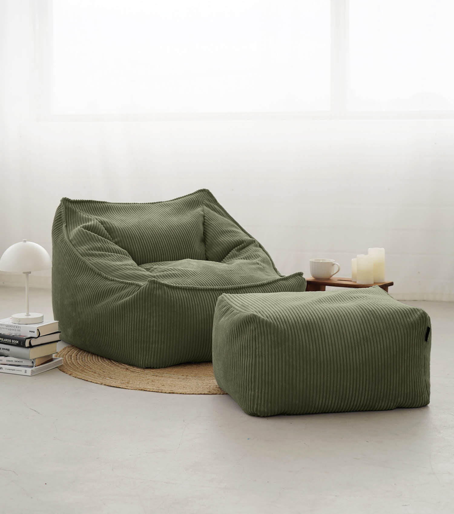 SITZSACK mit Hocker Der Lümmel - Grün, Textil (73/60/138cm) - Mokebo