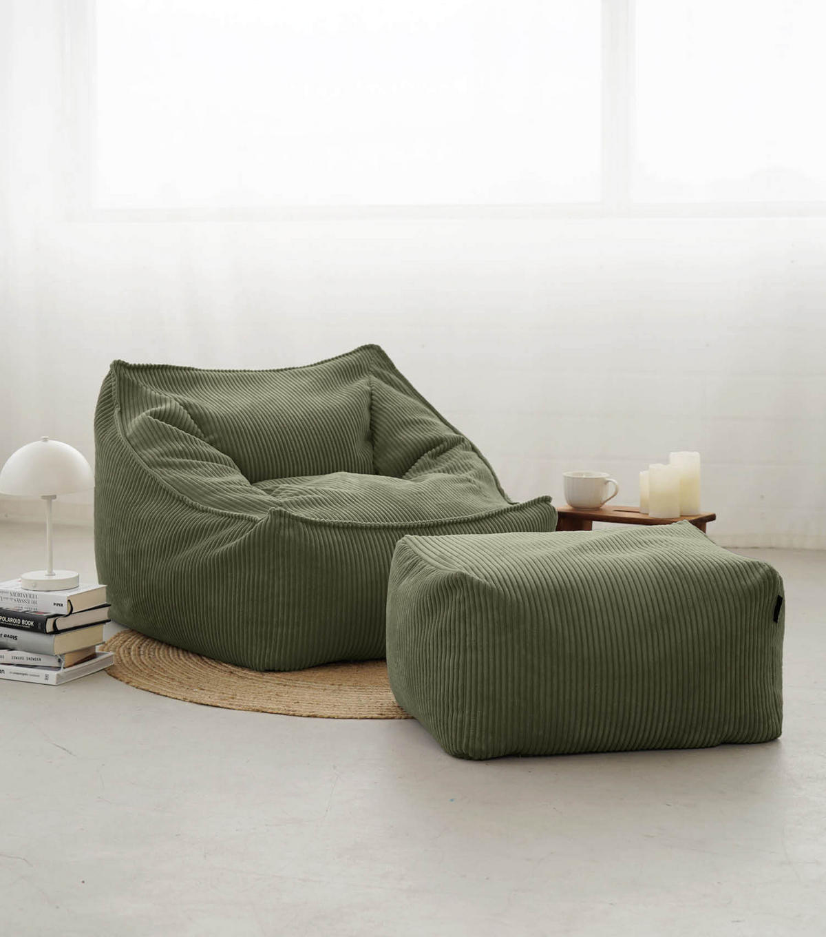 SITZSACK mit Hocker Der Lümmel - Grün, Textil (73/60/138cm) - Mokebo