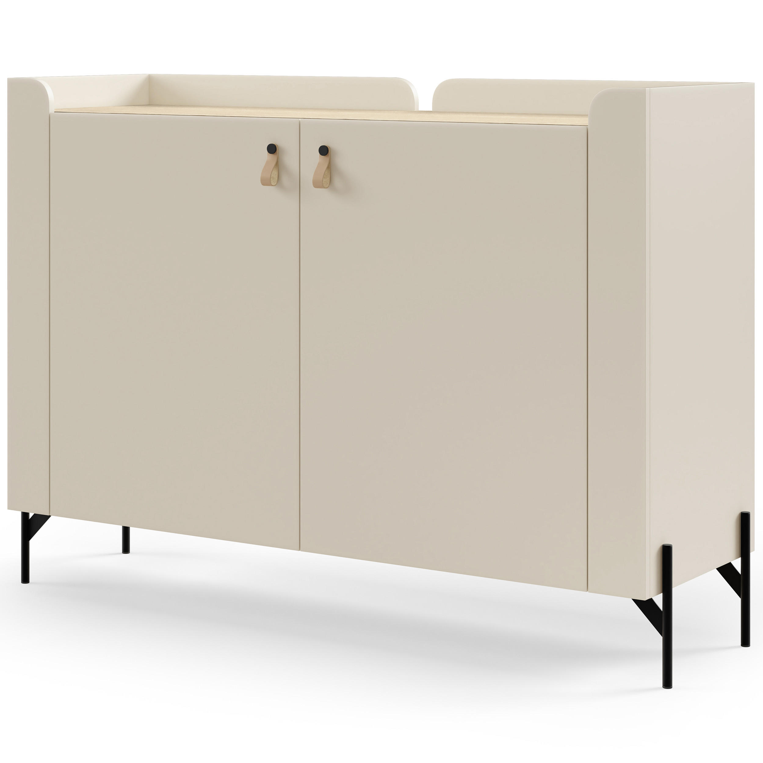 Beautysofa KOMODA Sorella se 2 dveřmi, 130 cm, do studentského pokoje, macadamia + dub Mavelie