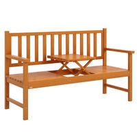 GARTENBANK DE-08282 mit ausklappbarem Tisch, für 2-3 Personen Hellbraun - Braun, Holz (153/91/56cm) - ComfortXL