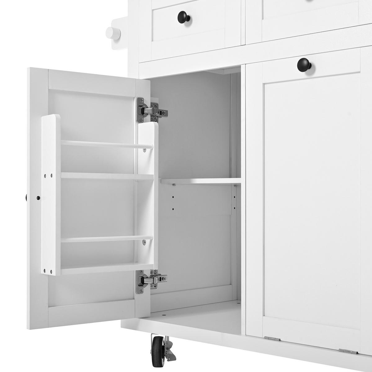 KÜCHENINSEL 112x46.2-76.2x92.7 cm Weiß mit Ausziehplatte & Mülleimer-Fach - Weiß, Holzwerkstoff (112/92.7/76.2cm) - Modfu