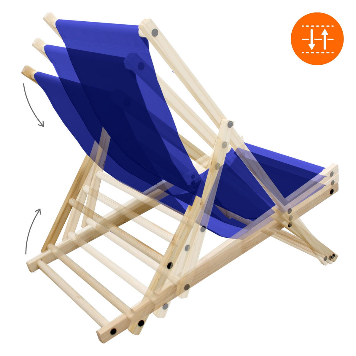 LIEGESTUHL samt Dunkelblau - Blau, Holz (52/83/117cm) - ECD-Germany