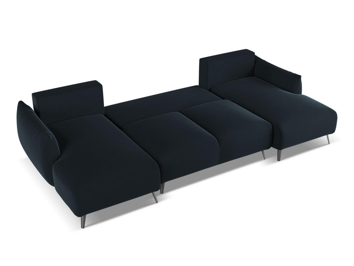 WOHNLANDSCHAFT Samt Stoff Blau - Blau/Schwarz, Textil/Metall (317/86/162cm) - Makamii