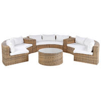 LOUNGE SET PE Rattan hellbraun Severo - Hellbraun/Weiß, Kunststoff - Beliani
