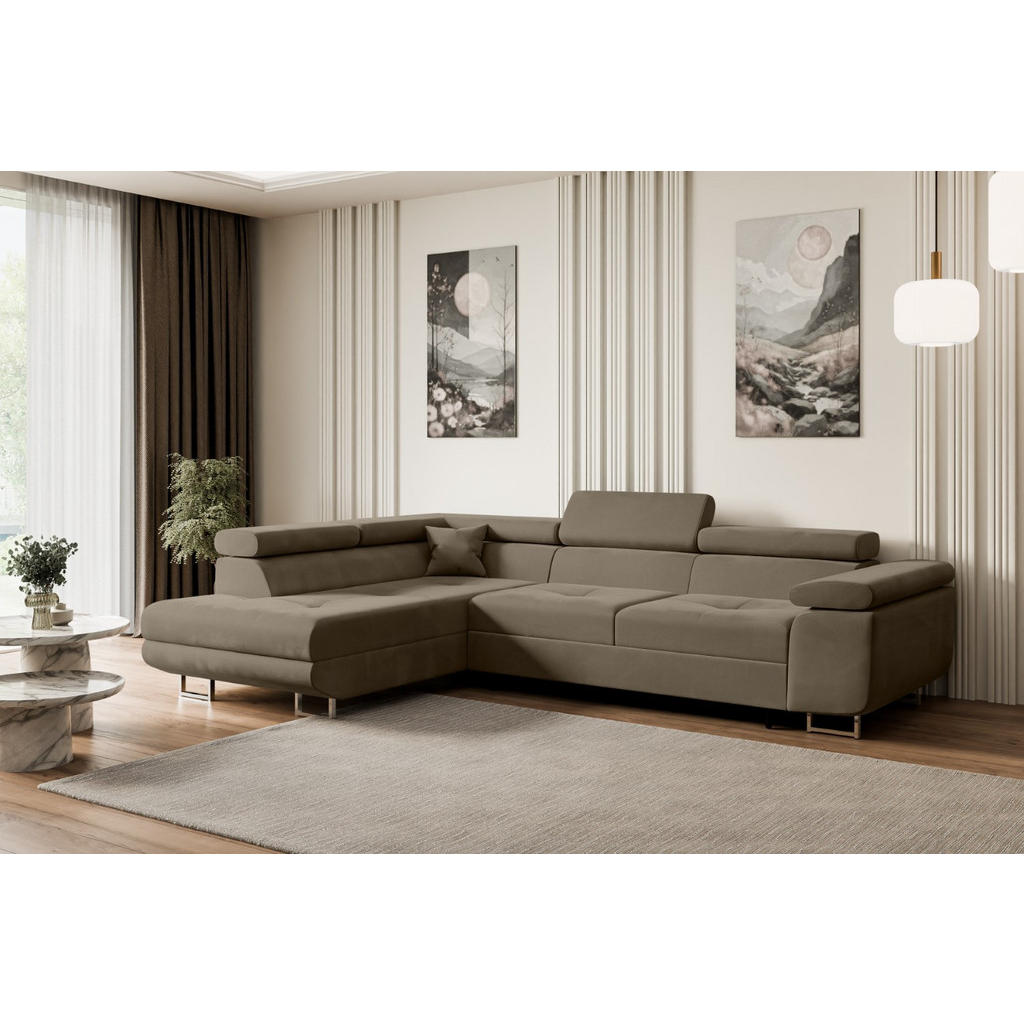 Thumbnail - Altdecor Ecksofa, Braun, Textil, 4-Sitzer, L-Form, Ottomane links, 272x202 cm, Wohnzimmer, Sofas & Couches, Wohnlandscha...