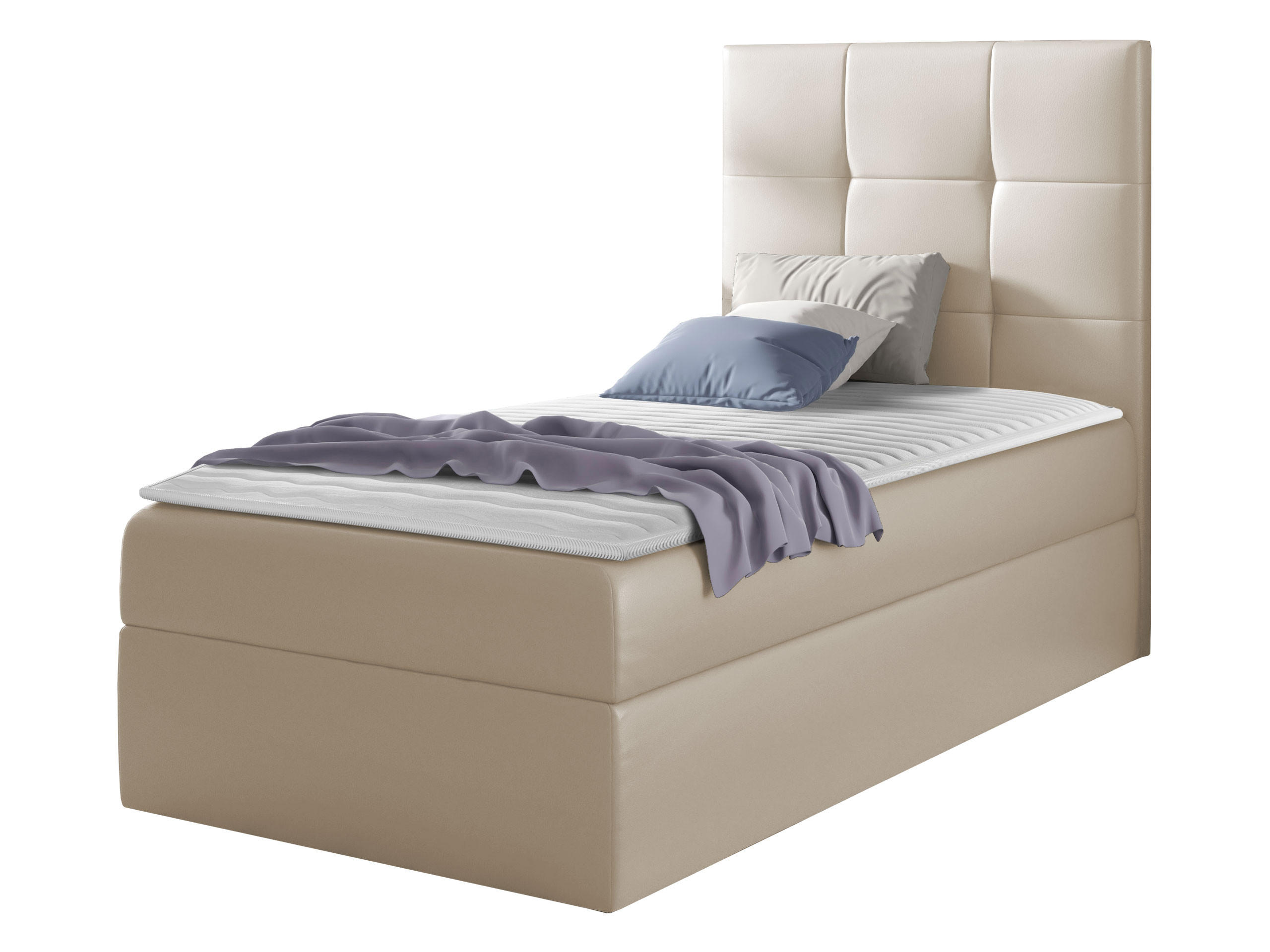 BOXBETT Mini 2, Seite zum Öffnen des Bettkastens: Rechts - Creme, Holz (80/200cm) - MIRJAN24