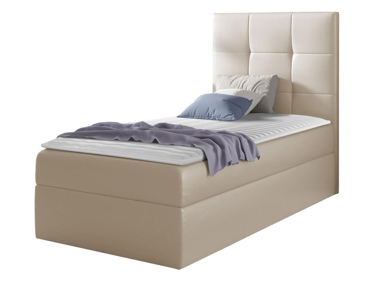 BOXBETT Mini 2, Seite zum Öffnen des Bettkastens: Rechts - Creme, Holz (80/200cm) - MIRJAN24