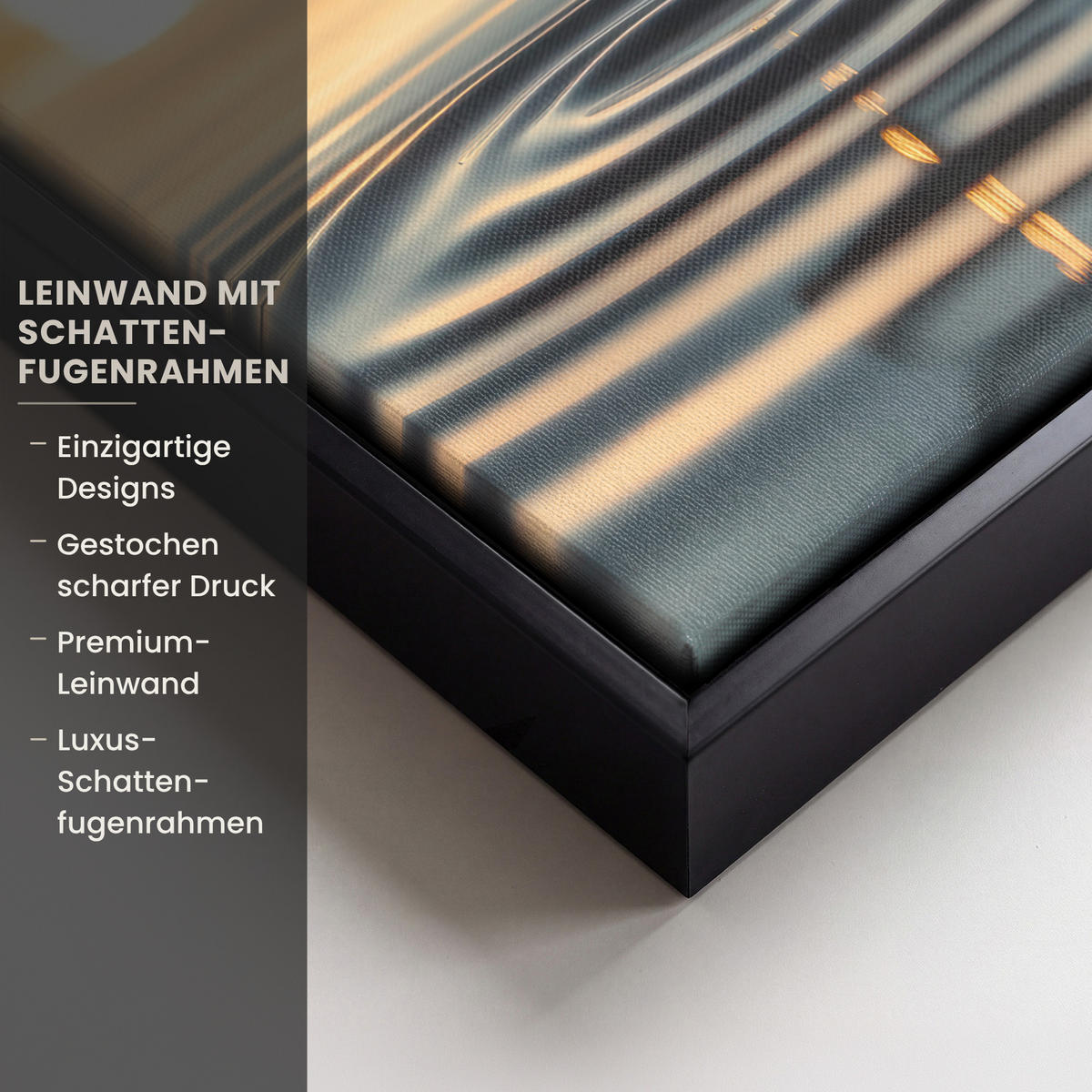 LEINWAND Bilder mit Rahmen - Herz - Wasser - Sonnenuntergang - Natur - Zen - 20x30 - Bernsteinfarben, Textil (20/30cm) - MuchoWow