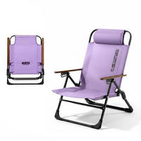 CAMPING-KLAPPSTUHL –Lila , 1 Stück – Mit Kissen und verstellbarer Armlehne - Lila, Metall (102/82/59cm) - Kaket