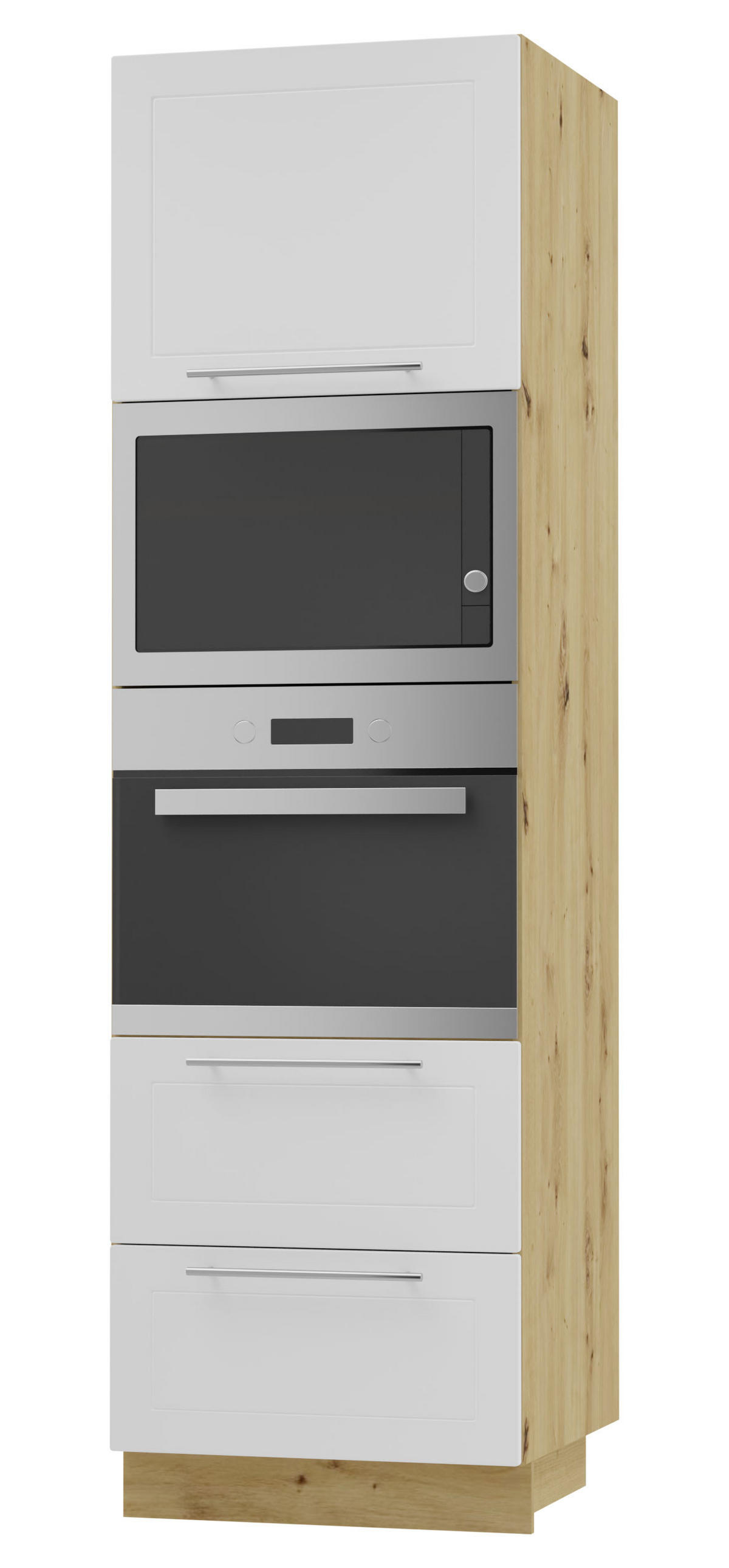BACKOFEN-HOCHSCHRANK Kvantum D14/RU/2A/284 Weiß Matt / Eiche Artisan Matt 60 / 59 / 207cm - Eiche Artisan/Weiß, Holz/Holzwerkstoff (60/207/59cm) - Feldmann-Wohnen