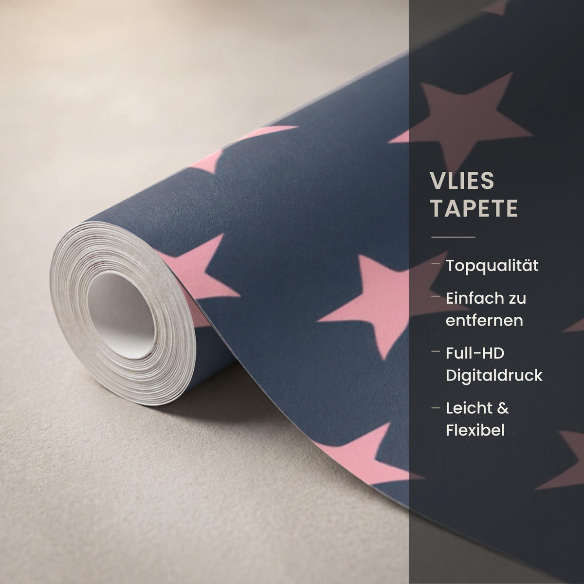 KINDERTAPETE - Muster - Sterne - Rosa - 260x280 cm - Anthrazit, Papier (260/280cm) - OnlyWow