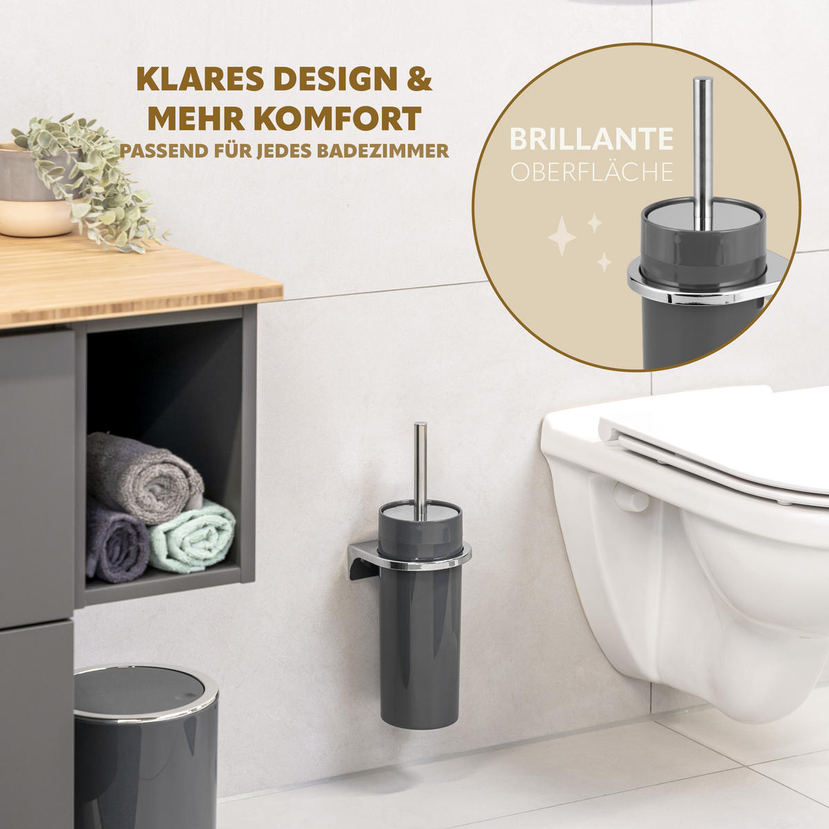 WC-GARNITUR SAVONA, grau, Kunststoff - Grau, Kunststoff (10/36.5/10cm) - bremermann