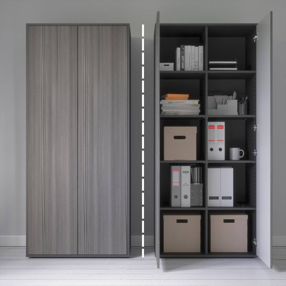 AKTENSCHRANK Amira T00 Avola Anthrazit 180/80/40 cm - Anthrazit, Holzwerkstoff (80/180/40cm) - SIMPLYFURN