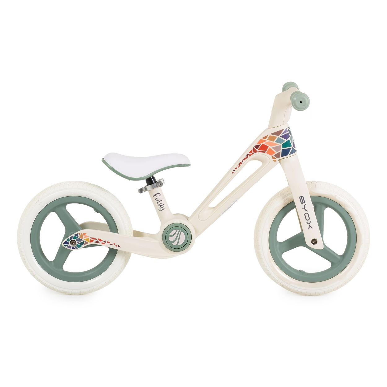 LAUFRAD Foldy 12 Zoll PU-Reifen grün klappbar, verstellbarer Sitz, bis 35 kg - Grün, Kunststoff (88/37/51cm)