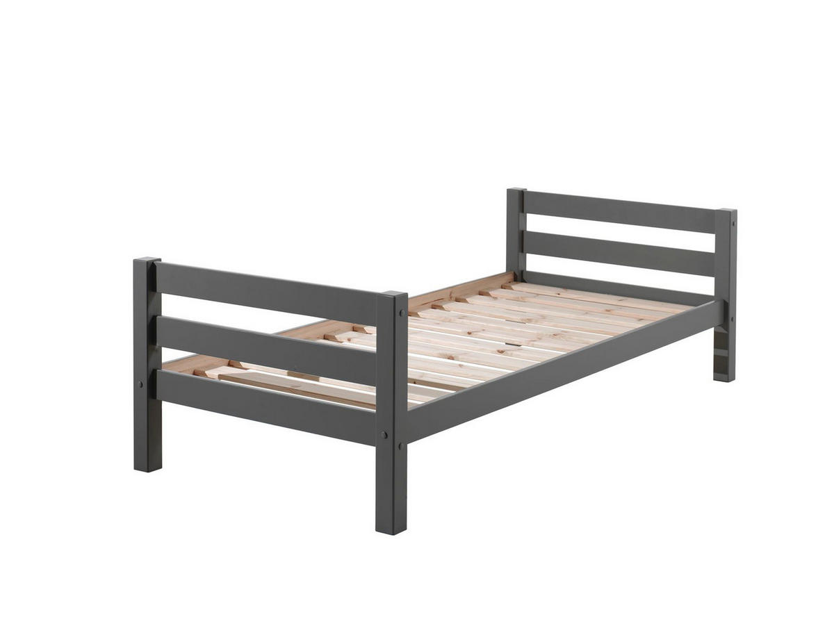 EINZELBETT Karolina 210x63x99 aus Massivholz in grau - Grau, Holz (90/200cm) - 58aufmkessel