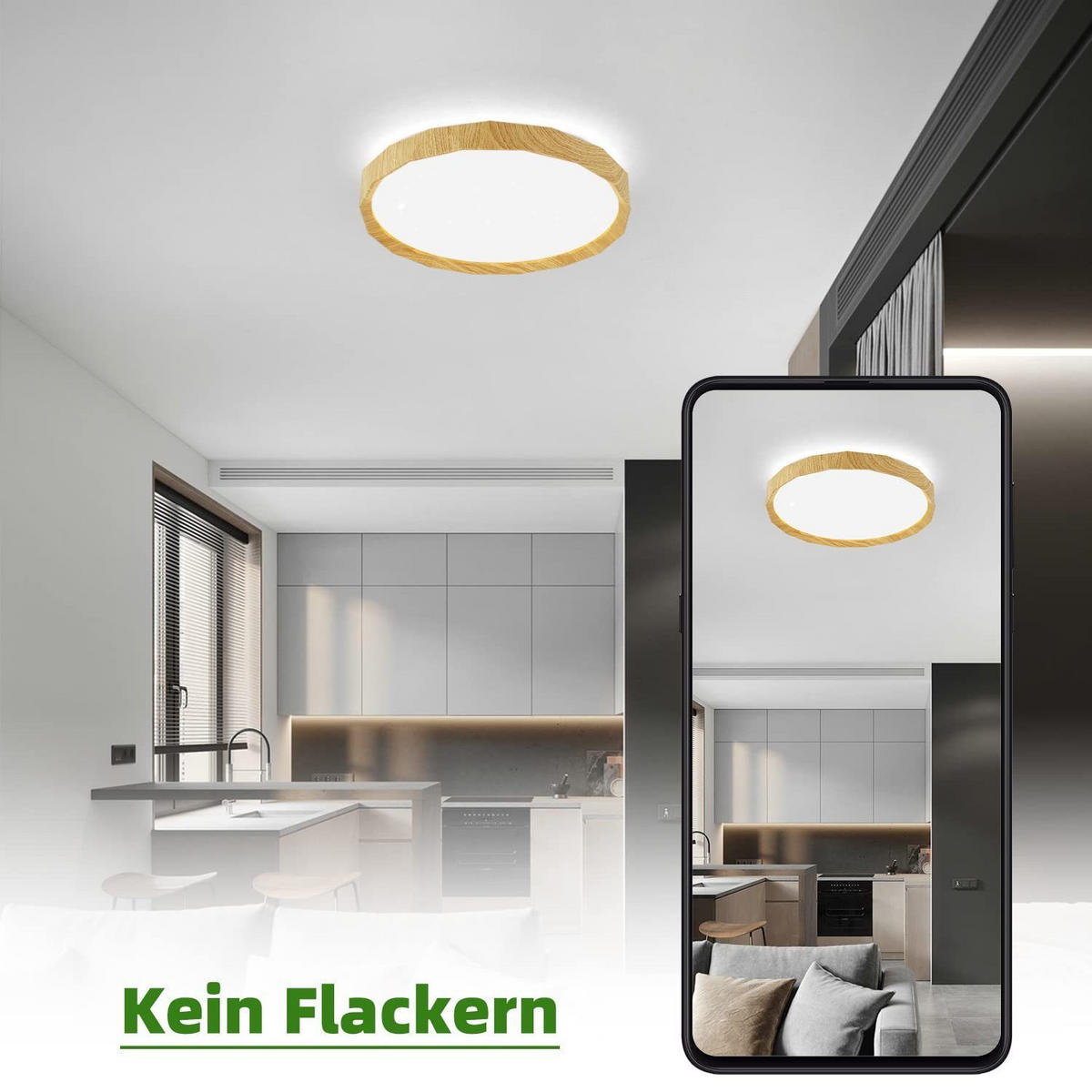 LED-DECKENLEUCHTE Richard 40 cm - Ahornfarben, Kunststoff (40/40/6.5cm) - Nettlife