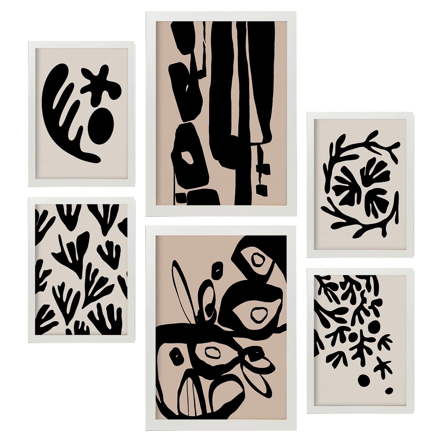 POSTER Set Mit 6 Mystik Design In Blume Zusammenfassung Ästhetische Dekorative Gemälde Für Ihr Wohnzimmer, Schlafzimmer, Zuhause A3 & A4 Weißer Rahmen - Weiß, Papier (29/3cm) - Nacnic