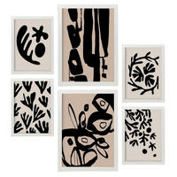 POSTER Set Mit 6 Mystik Design In Blume Zusammenfassung Ästhetische Dekorative Gemälde Für Ihr Wohnzimmer, Schlafzimmer, Zuhause A3 & A4 Weißer Rahmen - Weiß, Papier (29/3cm) - Nacnic