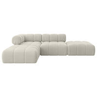 ECKSOFA modulares Sofa Kerru-L1 - 285x190x70 cm Creme Cord - Hellgrau/Creme, Holzwerkstoff/Textil (285/190cm) - ALTDECOR