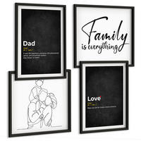 BILDER SET 4er Set - 50x50 cm & 40x60 cm Schwarzer Rahmen - Definitionen der Liebe in Familienzeichnungen - Schwarz, Kunststoff (50/50cm) - TULUP